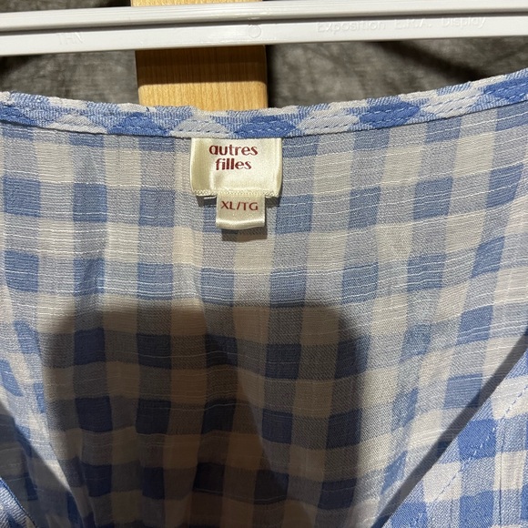 Autres Filles Boho Gingham Blue And White Blouse - Picture 2 of 6